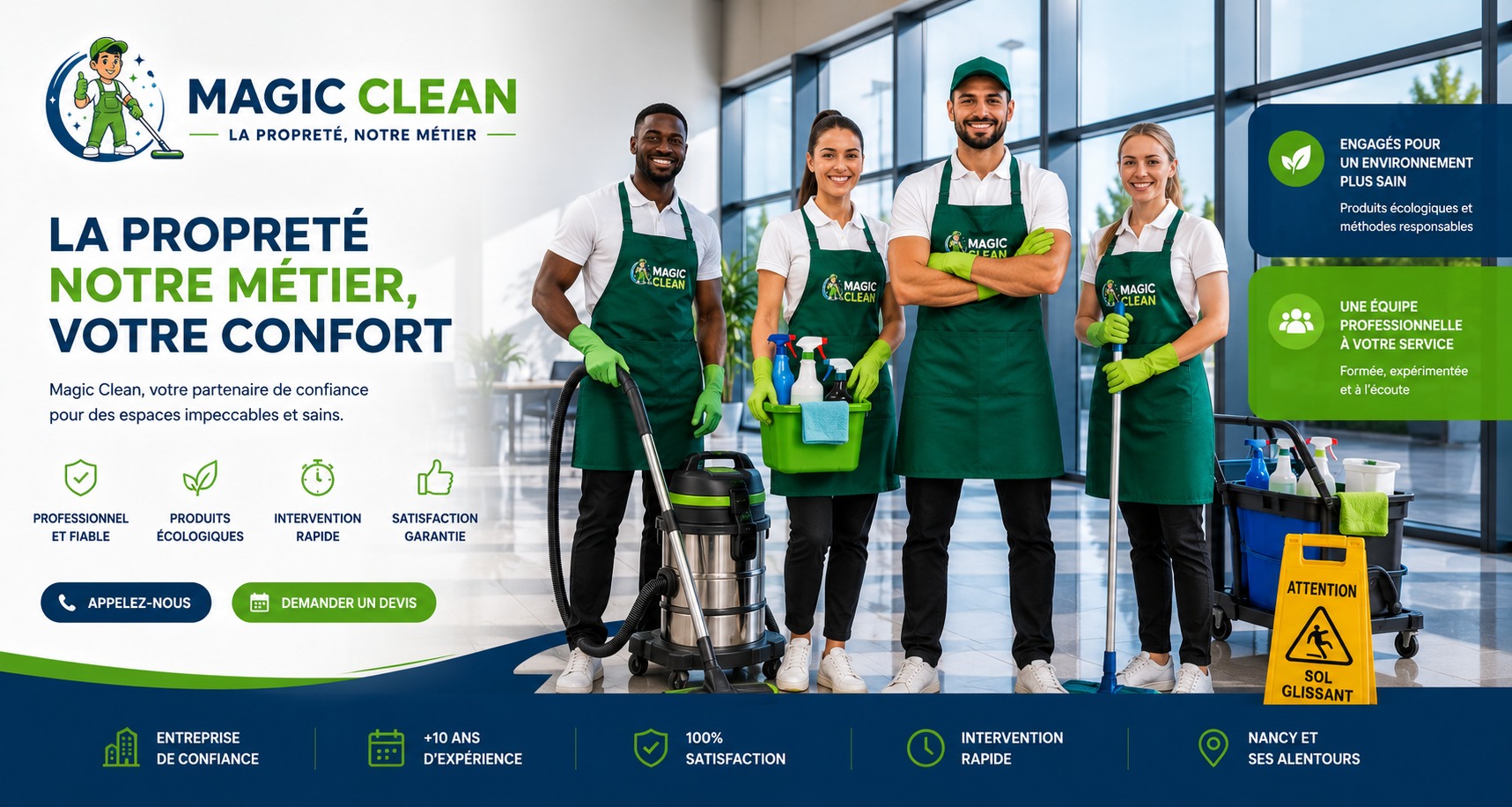 Magic Clean – La propreté, notre métier. Équipe professionnelle de nettoyage à Nancy.